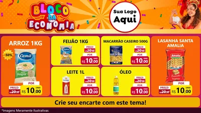 Modelo de TV para TV Horizontal com o tema Bloco da Economia para Supermercado