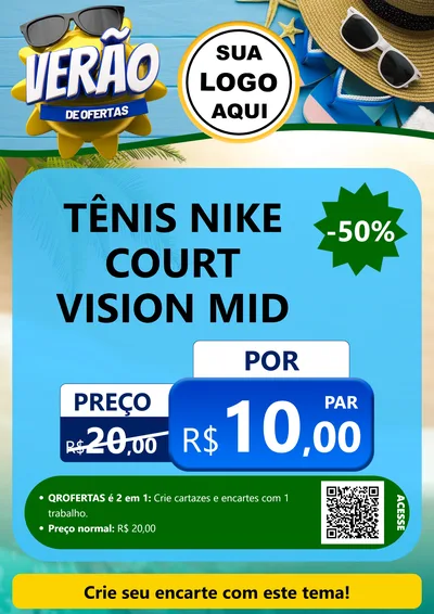 Modelo de Cartaz para Cartaz A4 Vertical com o tema Verão de Ofertas para Calçados