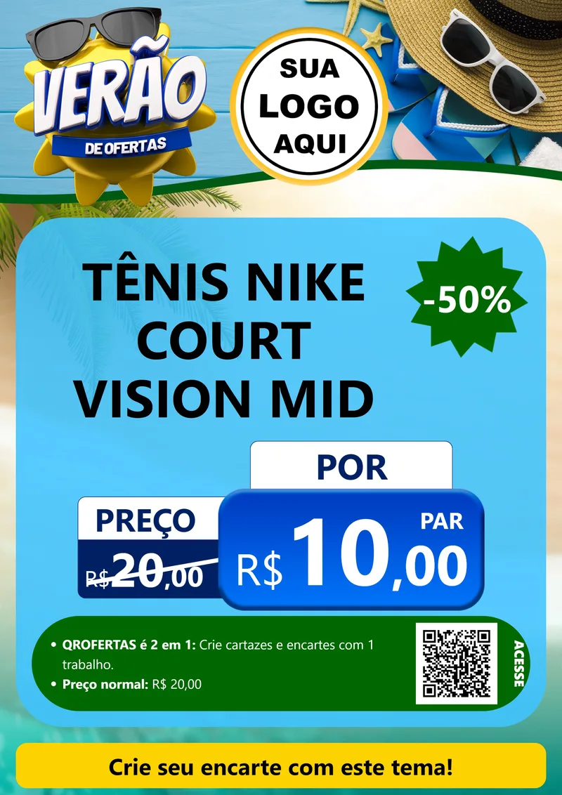 Modelo de Cartaz para Cartaz A4 Vertical com o tema Verão de Ofertas para Calçados