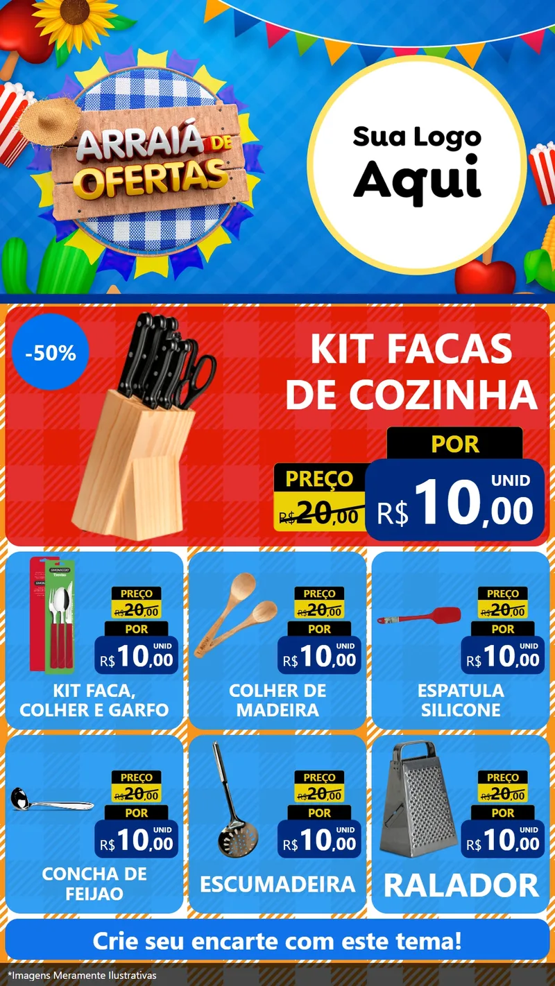 Modelo de Rede Social para Stories com o tema Arraiá de Ofertas para Utilidades Domésticas