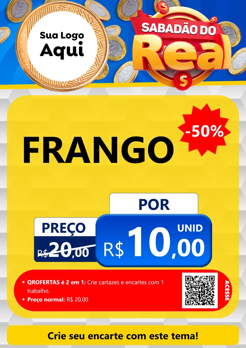 Modelo de Cartaz para Cartaz A4 Vertical com o tema Sabadão do Real para Assados
