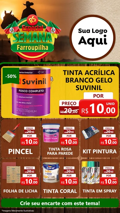 Modelo de Rede Social para Stories com o tema Especial Semana Farroupilha para Tintas e Ferramentas