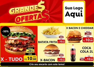 Modelo de Encarte para Encarte A4 Horizontal com o tema Grandes Ofertas para Hamburgueria
