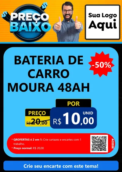 Modelo de Cartaz para Cartaz A4 Vertical com o tema Preço Baixo para Baterias Elétricas