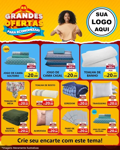 Modelo de Rede Social para Feed Instagram com o tema Grandes Ofertas Para Economizar! para Cama, Mesa e Banho