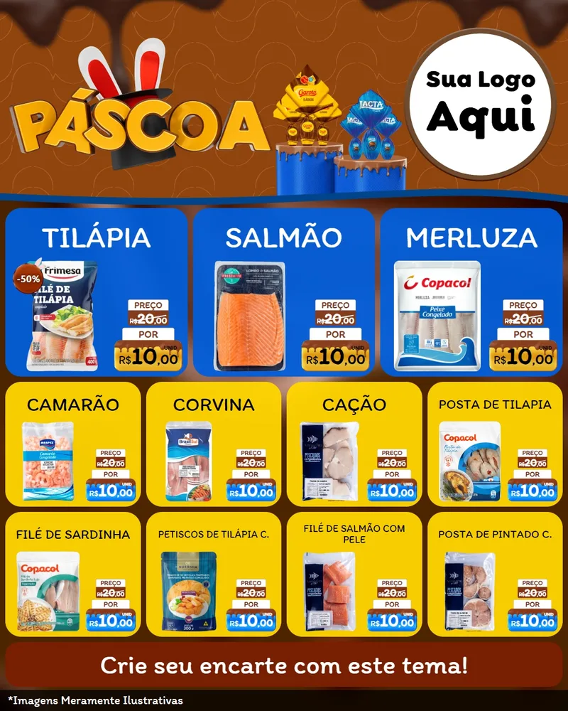 Modelo de Rede Social para Feed Instagram com o tema Páscoa para Peixaria
