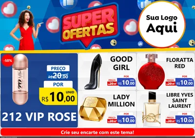Modelo de Encarte para Encarte A4 Horizontal com o tema Super Ofertas para Perfumes