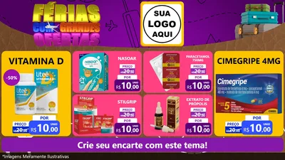 Modelo de TV para TV Horizontal com o tema Férias com Grandes Ofertas para Farmácia