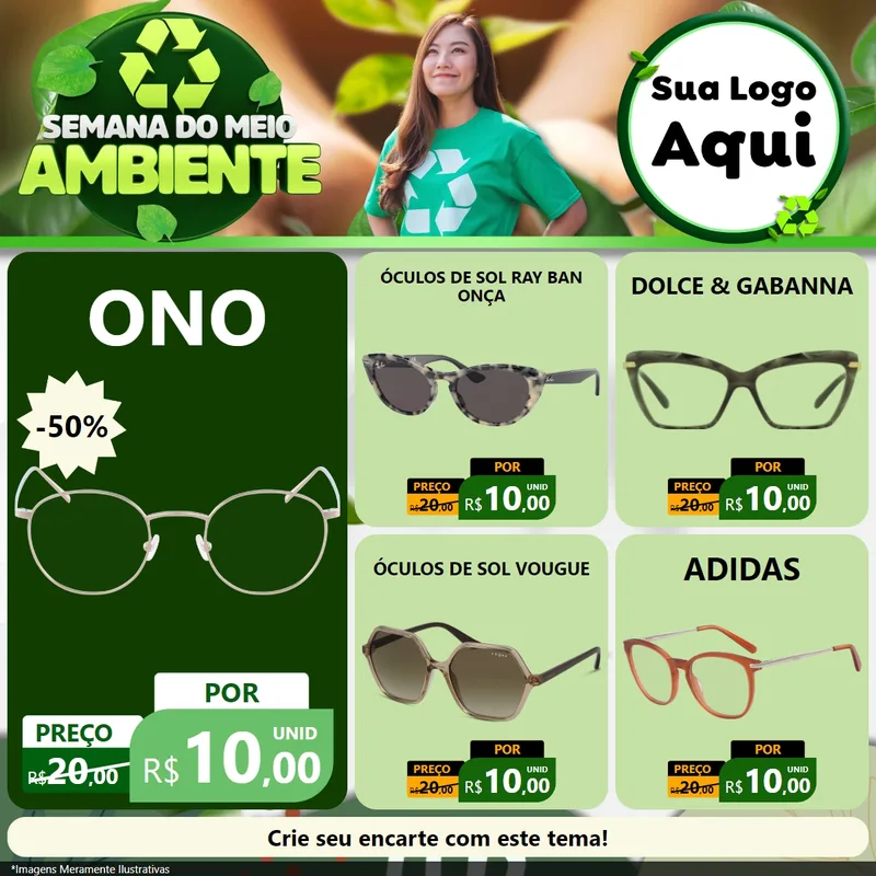 Modelo de Rede Social para Feed Facebook com o tema Semana do Meio Ambiente para Óticas