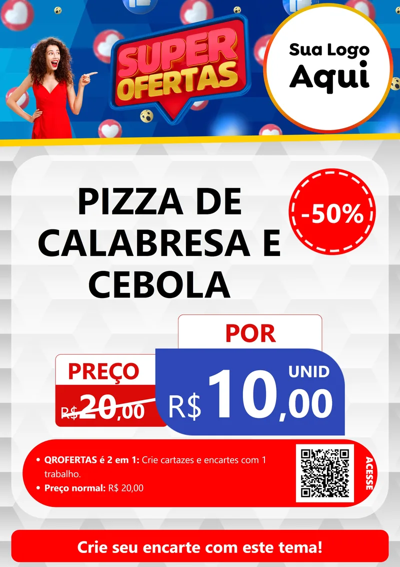 Modelo de Cartaz para Cartaz A4 Vertical com o tema Super Ofertas para Pizzaria