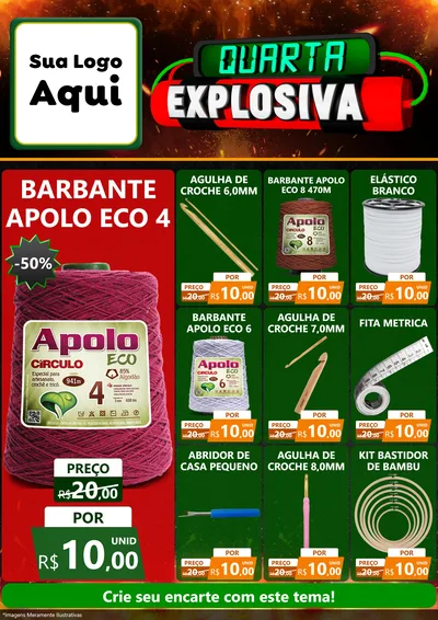 Modelo de Encarte para Encarte A4 Vertical com o tema Quarta Explosiva para Armarinho e Aviamentos