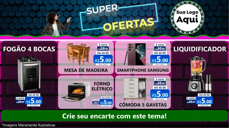 Modelo de TV para TV Horizontal com o tema Super Ofertas para Móveis e Eletro