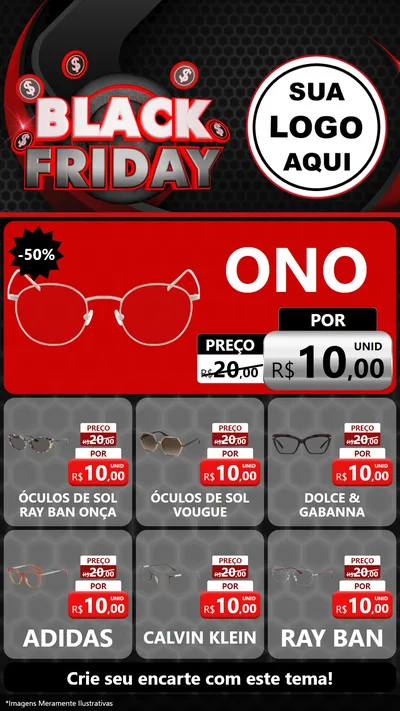 Modelo de Rede Social para Stories com o tema Black Friday para Óticas