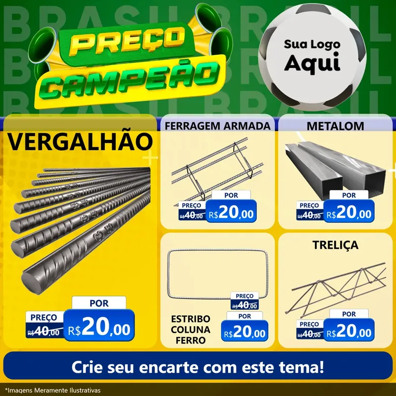 Modelo de Rede Social para Feed Facebook com o tema Preço Campeão - Copa para Ferragens