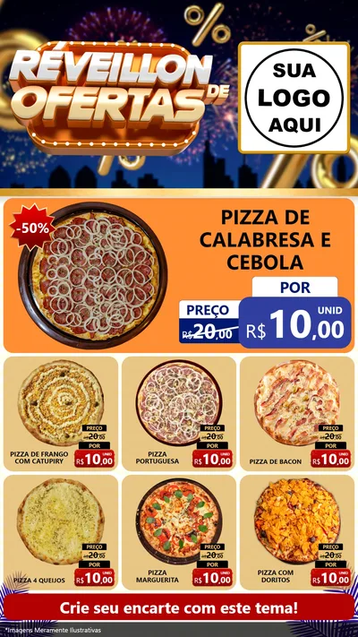 Modelo de Rede Social para Stories com o tema Réveillon de Ofertas para Pizzaria