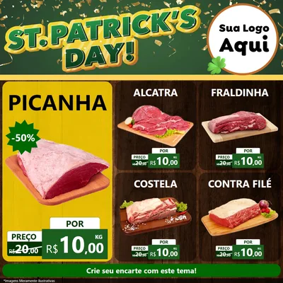 Modelo de Rede Social para Feed Facebook com o tema St Patriks Day para Açougue