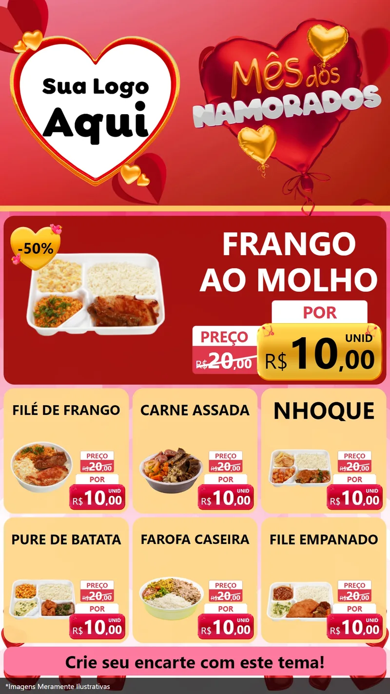 Modelo de Rede Social para Stories com o tema Mês dos Namorados para Restaurante