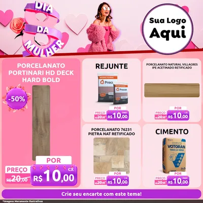 Modelo de Rede Social para Feed Facebook com o tema Dia da Mulher para Pisos e revestimentos