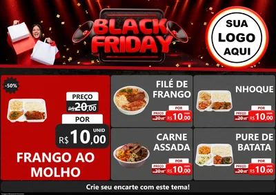 Modelo de Encarte para Encarte A4 Horizontal com o tema Black Friday para Restaurante