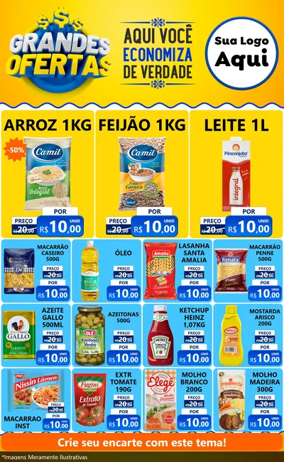 Modelo de Encarte para Encarte Grande com o tema Grandes Ofertas para Supermercado