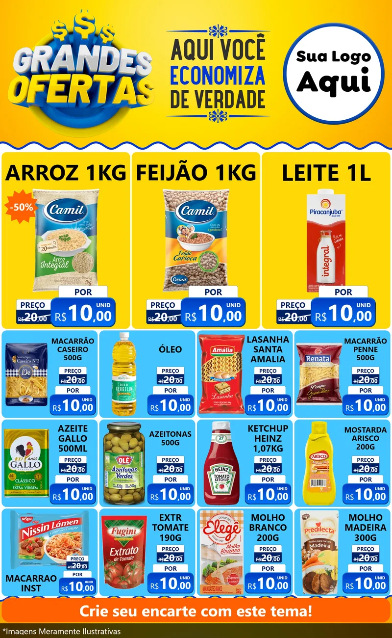 Modelo de Encarte para Encarte Grande com o tema Grandes Ofertas para Supermercado