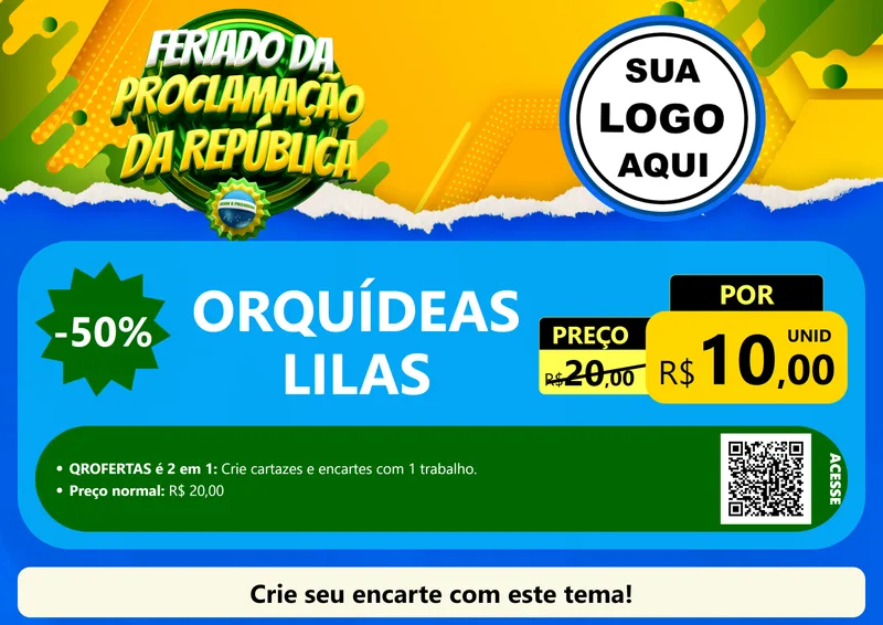 Modelo de Cartaz para Cartaz A4 Horizontal com o tema Feriado da Proclamação da República para Floricultura e jardim