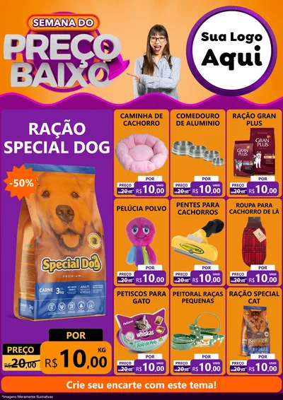 Modelo de Encarte para Encarte A4 Vertical com o tema Semana do Preço Baixo para Pet Shop