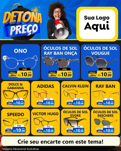 Modelo de Rede Social para Feed Instagram com o tema Detona Preços para Óticas