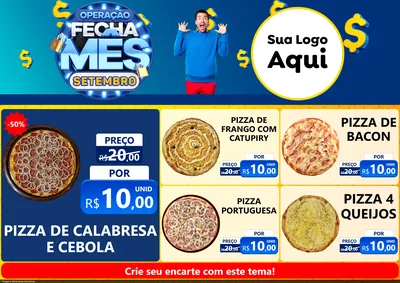 Modelo de Encarte para Encarte A4 Horizontal com o tema Operação Fecha Mês Setembro para Pizzaria