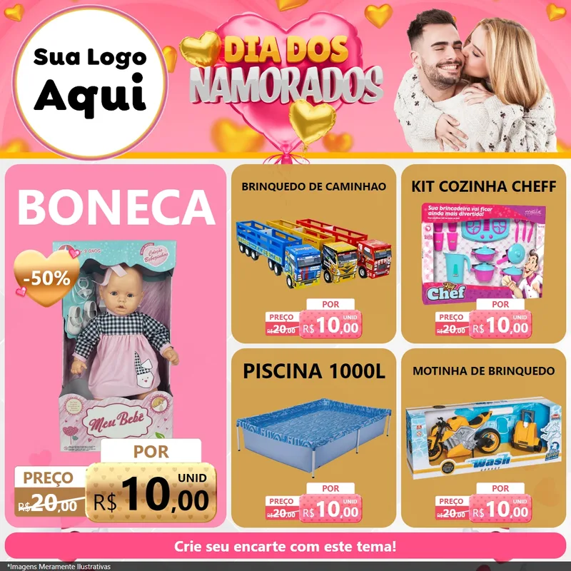 Modelo de Rede Social para Feed Facebook com o tema Dia dos Namorados para Brinquedos