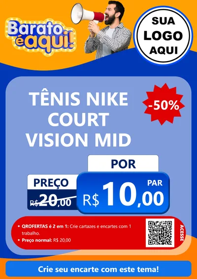 Modelo de Cartaz para Cartaz A4 Vertical com o tema Barato é aqui para Calçados