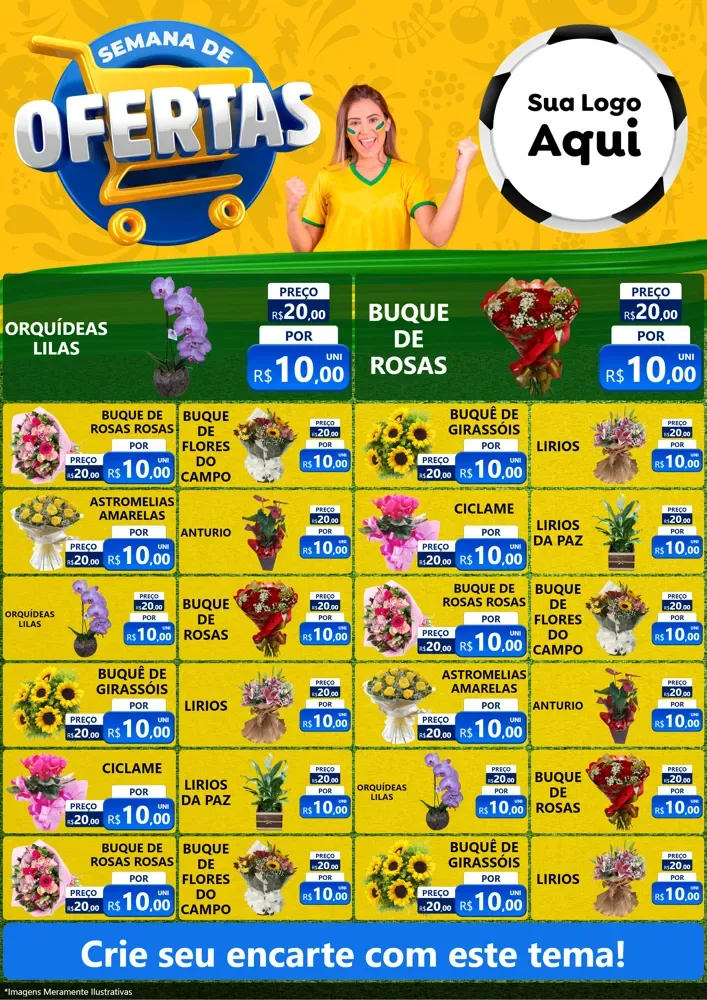 Modelo de Encarte para Encarte A4 Vertical com o tema Semana de Ofertas - Copa para Floricultura e jardim