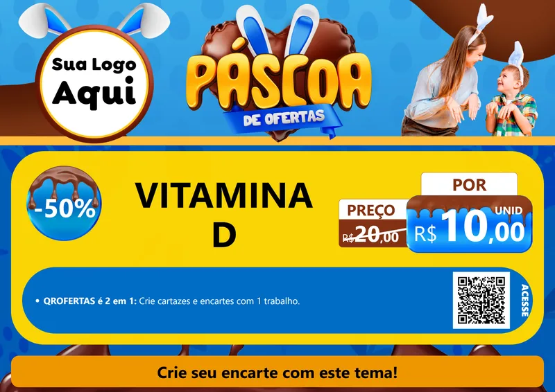 Modelo de Cartaz para Cartaz A4 Horizontal com o tema Páscoa de Ofertas para Farmácia
