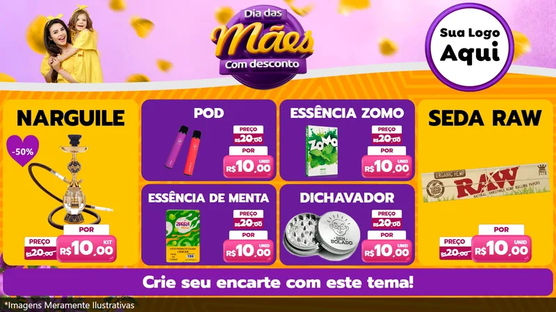 Modelo de TV para TV Horizontal com o tema Dia das Mães com Desconto para Tabacaria