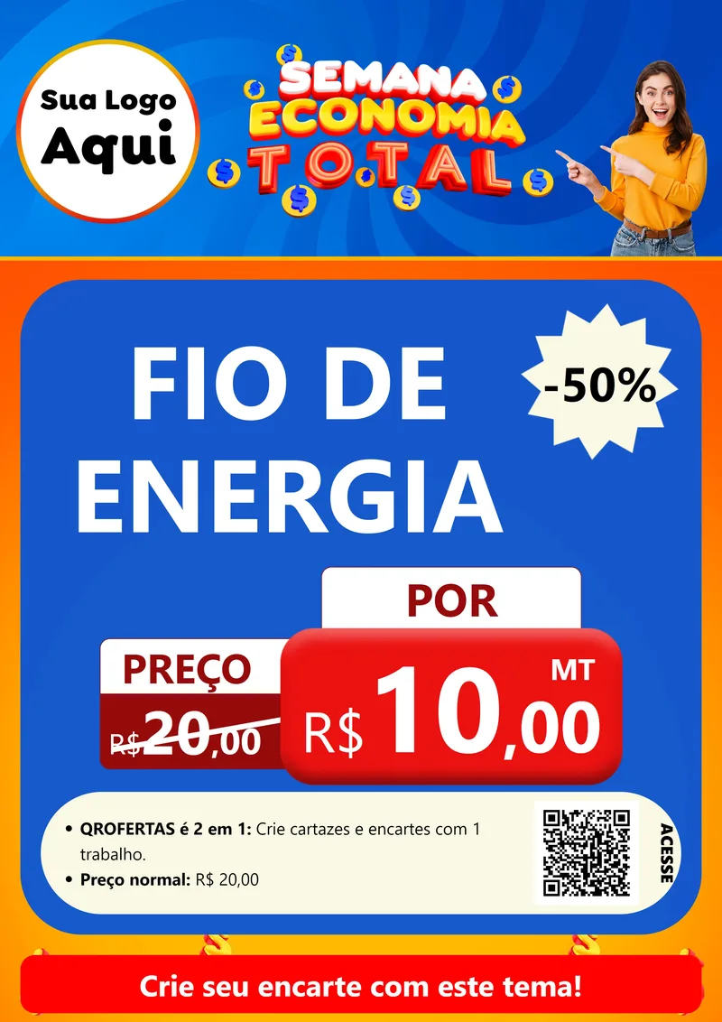 Modelo de Cartaz para Cartaz A4 Vertical com o tema Semana Economia Total para Materiais Elétricos