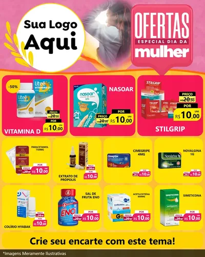 Modelo de Rede Social para Feed Instagram com o tema Ofertas - Especial Dia Das Mulheres para Farmácia