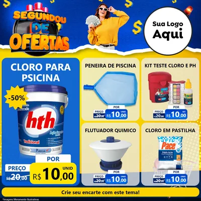 Modelo de Rede Social para Feed Facebook com o tema Segundou de Ofertas para Produtos para Piscina