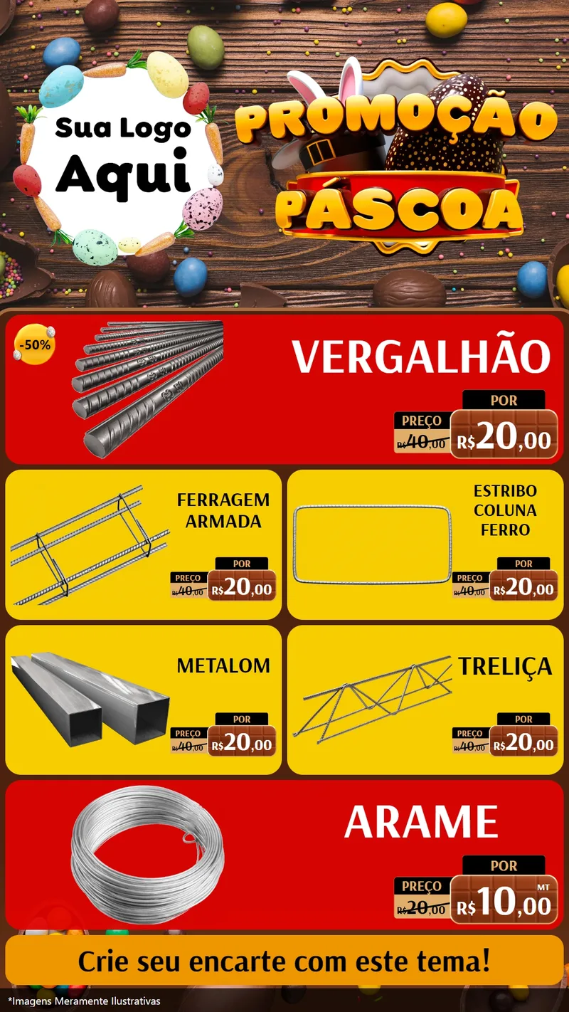 Modelo de TV para TV Vertical com o tema Promoção Páscoa para Ferragens
