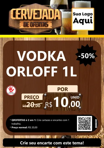 Modelo de Cartaz para Cartaz A4 Vertical com o tema Cervejada de Ofertas para Distribuidora de bebidas