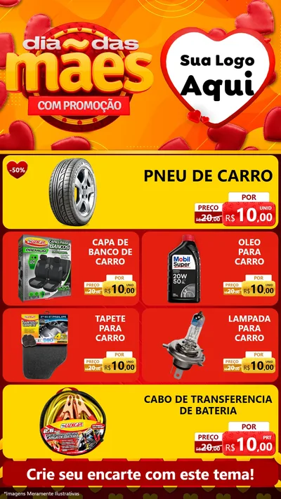 Modelo de TV para TV Vertical com o tema Dia das Mães com Promoção para Auto peças