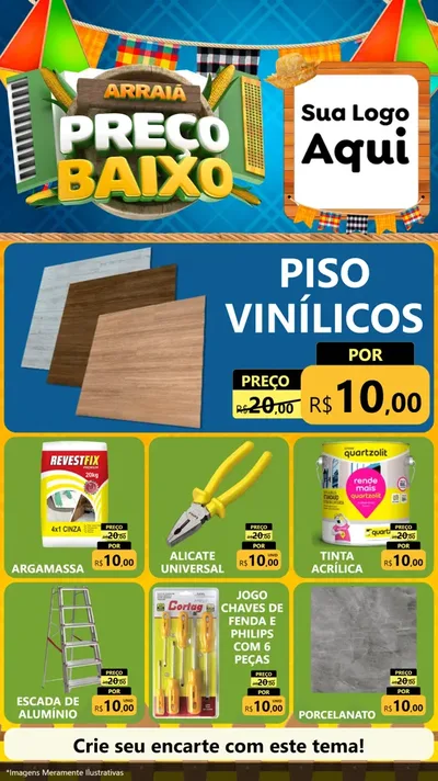 Modelo de Rede Social para Stories com o tema Arraiá de Preço Baixo - Junina para Material para Construção