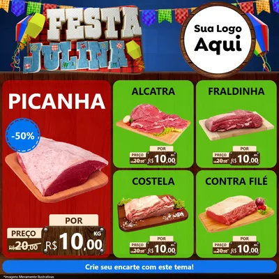 Modelo de Rede Social para Feed Facebook com o tema Festa Julina para Açougue