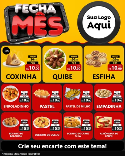 Modelo de Rede Social para Feed Instagram com o tema Fecha Mês para Salgadaria