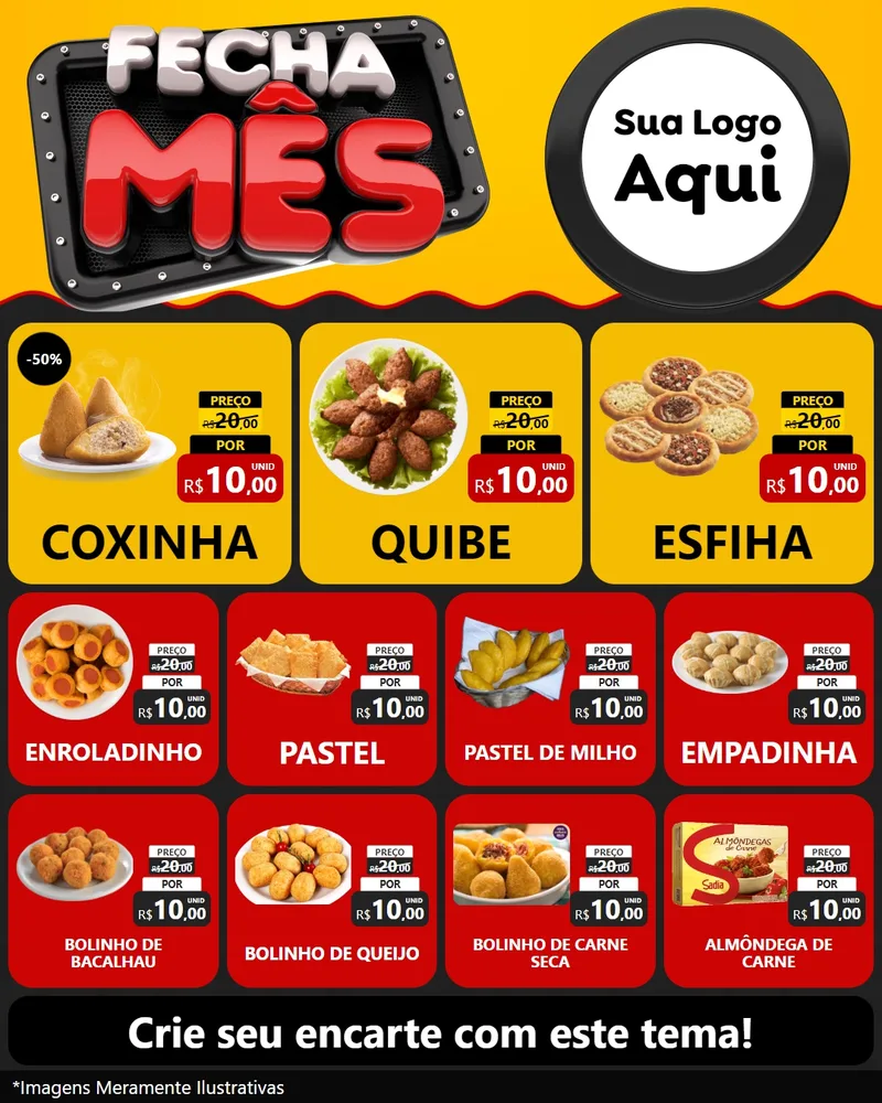 Modelo de Rede Social para Feed Instagram com o tema Fecha Mês para Salgadaria