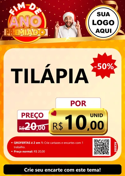 Modelo de Cartaz para Cartaz A4 Vertical com o tema Fim de Ano Premiado para Peixaria