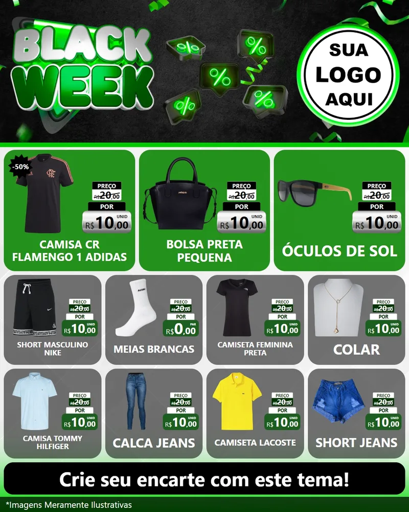 Modelo de Rede Social para Feed Instagram com o tema Black Week para Roupas e acessórios