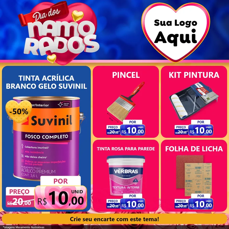 Modelo de Rede Social para Feed Facebook com o tema Dia dos namorados para Tintas e Ferramentas