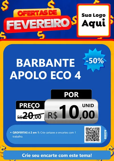 Modelo de Cartaz para Cartaz A4 Vertical com o tema Ofertas de Fevereiro para Armarinho e Aviamentos