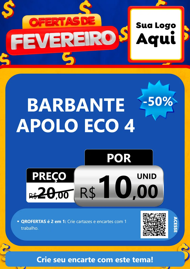 Modelo de Cartaz para Cartaz A4 Vertical com o tema Ofertas de Fevereiro para Armarinho e Aviamentos