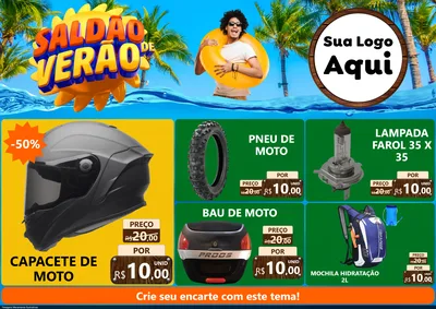 Modelo de Encarte para Encarte A4 Horizontal com o tema Saldão de Verão para Moto peças